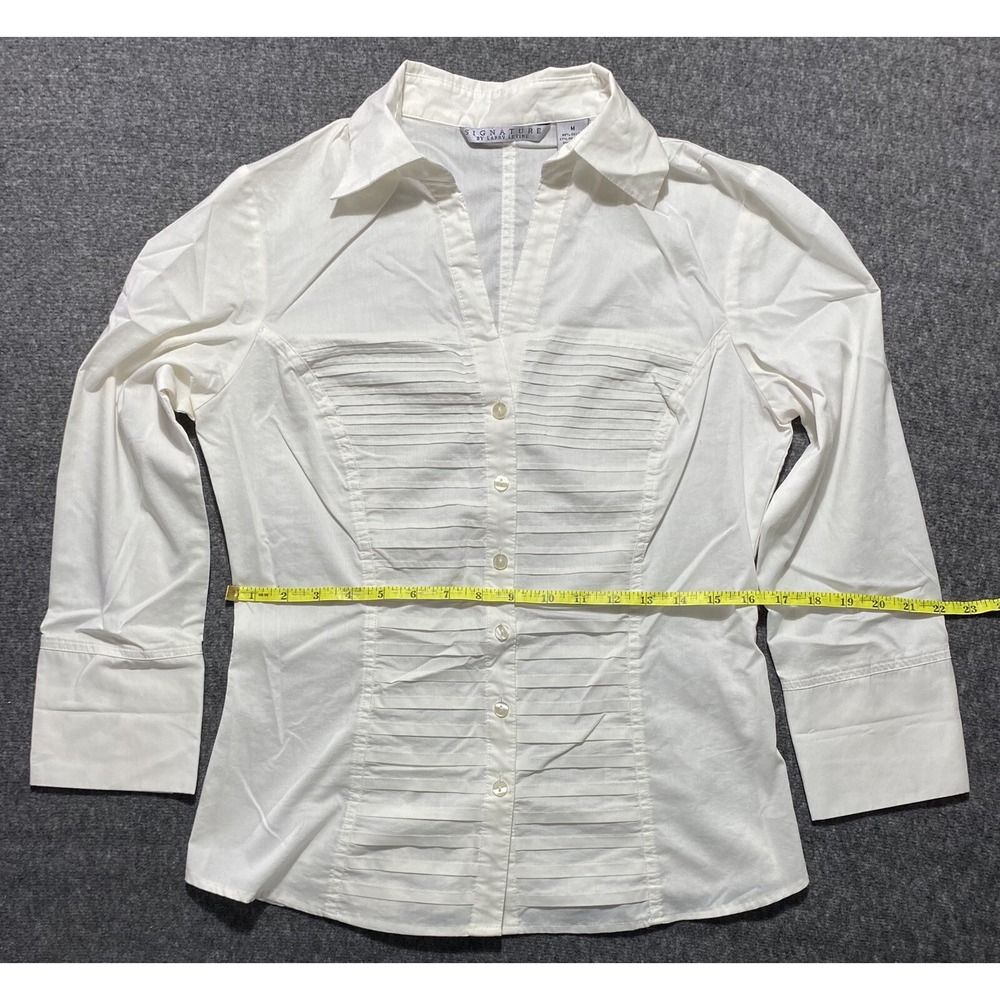SIGNATURE BY LARRY LEVINE WOMENS COLLARED BLOUSE SHIRT SIZE M - Picture 4 of 9